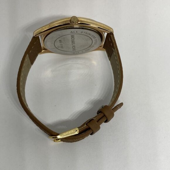 Michael Kors Runway MK3197 Unisex Brown Leather Analog Dial Quartz Watch EY315 - Picture 11 of 12